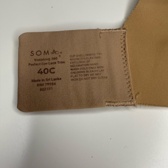 Soma Vanishing 360 Perfect Coverage Lace Trim Bra Size 40C GUC - Picture 6 of 6